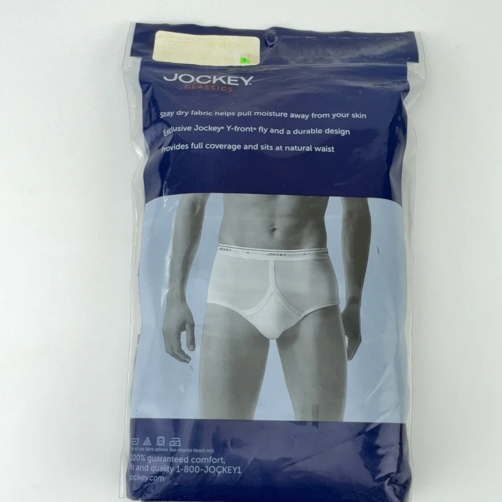 Jockey Classics Mens 3 Pack Briefs Size 40 Black Y-Front Fly 100% Cotton 5707